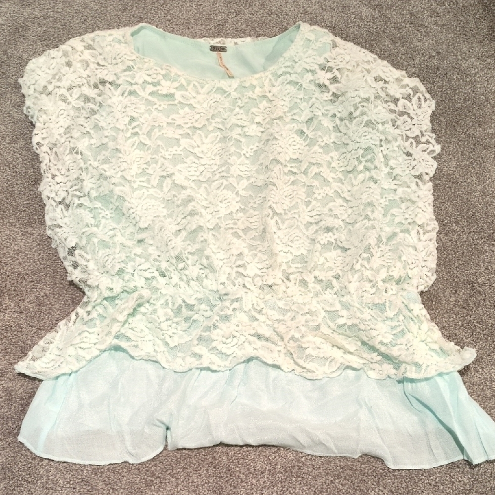 Poof! Lace Overlay Blouse
